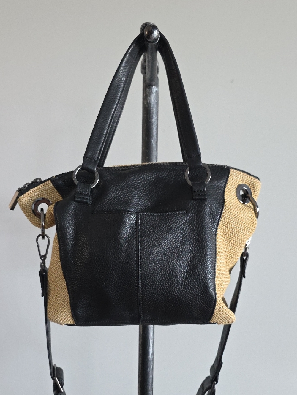 HAMMIT Daniel Chaparral Raffia Gunmetal Leather Bag - Picture 6 of 15